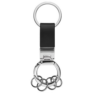皮革分類鑰匙圈吊飾 PU皮革 鋅合金, 黑色, 1個