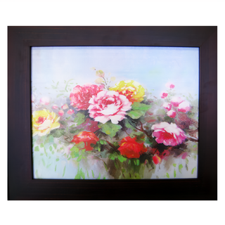 開運陶源 牡丹畫 象徵吉祥喜氣 招財運與人緣, 外徑38 x 32cm, 黑色