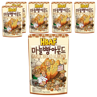 HBAF 杏仁果與大蒜麵包, 韓國原裝進口, 辦公室必備零食, 120g, 6包