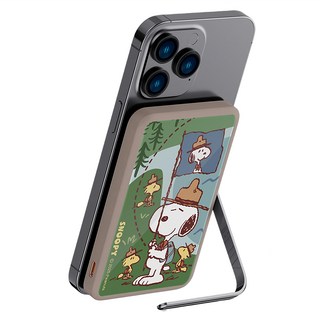 PEANUTS 史努比 側支架無線充行動電源 5000mAh, PSN-150A, 遠足趣