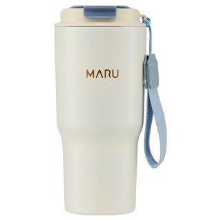 Maru 丸山咖啡 鈦瓷保溫杯 600ml, 瓶身304不鏽鋼, 杯蓋PP聚丙烯, 18cm高, 米之藍, 1個