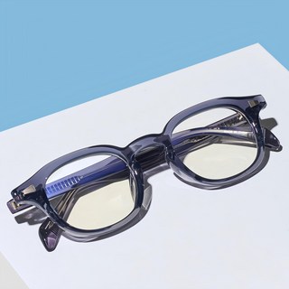 BEIMA 中性款 輕量精品復古時尚 透明眼鏡框 9000 復古橢圓形眼鏡框, 長度147mm + 鏡片橫向57mm + 鏡片縱向45mm, 灰色