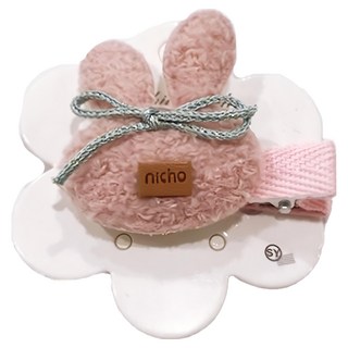 SY(童)造型兔子髮夾 可愛 柔軟材質 穩固不滑落 寶貝時尚配件, 粉色, 1入