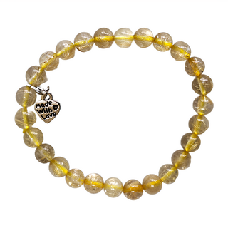 鈦晶圓珠手鍊, Made With Love 心形吊飾, 1條, 18cm