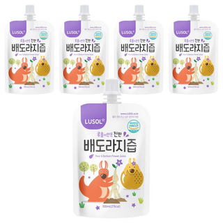 LUSOL 嬰幼兒果汁 雪梨桔梗 韓國國產無農藥蔬果製成 無添加砂糖、防腐劑 吸嘴帶包裝 隨時飲用, 100ml, 5包