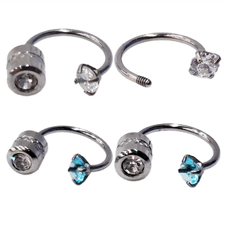 耀眼美人 閃耀小CC白色 + 淺藍雙鋯石鑽醫療鋼不銹鋼耳環 Set 2, 白色 + 淺藍