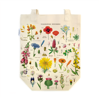 CAVALLINI&CO. 肩背托特包 - 野花標本圖案，復古風格, 41 x 32cm, 野花 米色