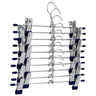 Nature Living 夾式伸縮褲裙架 10個, 360度旋轉掛勾, PVC防滑塗層, Navy, 1組
