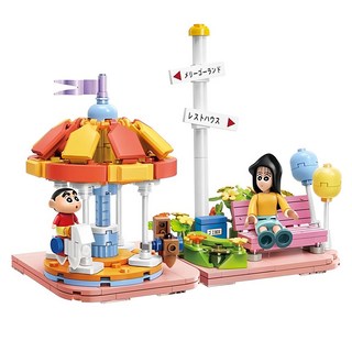 KEEPPLAY 奇妙積木 蠟筆小新 開心遊樂園(小新&娜娜子)積木玩具，激發想像力與創造力, 1入, Multi-color