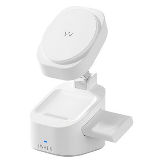 Iwalk Battery 魔方3合1無線充電折疊支架, 白色, 1個