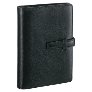 Raymay 藤井 Davinci 標準系列 袖穿扣萬用手冊，黑色，牛皮, 1本