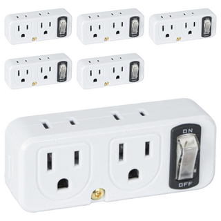 Kinyo 節電1開4插分接器 2孔/3孔, 51mm, 白色, 6個