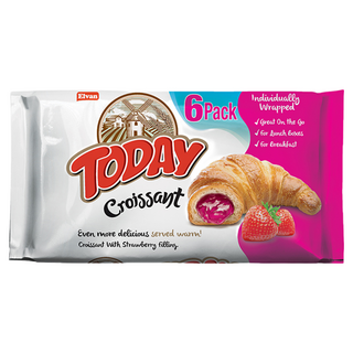 Today 可頌麵包 草莓味 鬆軟香甜獨立包裝 美味早餐點心, 6包, 270g