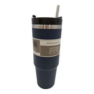 FANCY LIFE 不鏽鋼冰霸杯 890ML 真空保溫杯, 藏青色, 1個