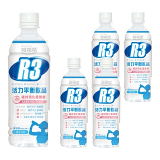 維維樂 R3活力平衡飲品PLUS, 符合WHO低滲透壓建議, 添加菊糖(益菌生)維護消化道機能, 補充水分與電解質, 添加麩醯胺酸, 添加鋅, 500ml, 5瓶