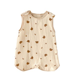 愛北鼻 兒童款棉花糖背心式防踢被 建議身高80~120cm, XL, 卡其熊頭