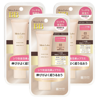 MEISHOKU 明色 MoistLabo保濕遮瑕精華BB霜 SPF50+ PA++++ 高遮瑕 高持妝 高耐汗 一瓶6效 快速完妝, 03 健康色, 30g, 3條