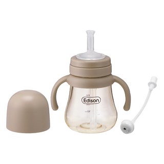 Edison PPSU 吸管透明學習杯組, 240ml, 1組, 米色