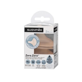 Suavinex 蘇維妮 Zero.Zero 仿母乳觸感矽膠奶瓶替換奶嘴 2個裝, 0-6個月, 1盒