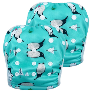 我家寶貝 嬰幼童調節式內褲型泳褲 TPU防水布 網眼布 防滲漏 舒適親膚, 2件, 0-3歲