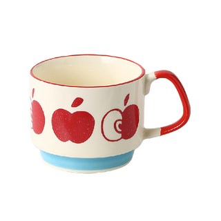 Homely Zakka 日式復古陶瓷掛耳咖啡杯 300ml 紅蘋果 可愛 享受美好咖啡時光, 1個