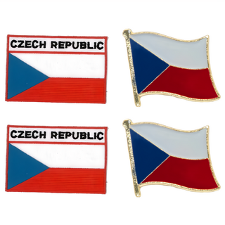 A-ONE 匯旺 DIY國旗刺繡徽章 + 國旗別針 Set 8x5 cm 長15mm 寬12mm 厚1mm, 捷克 紅色 + 白色 + 藍色, 2組