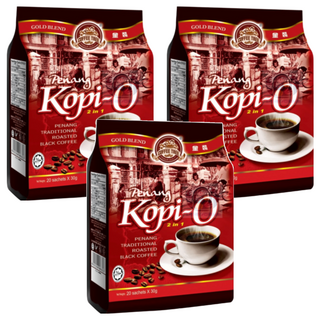 COFFEE TREE 咖啡樹 Penang Kopi-O 2合1 檳城傳統烘焙黑咖啡, 30g, 20包, 3袋