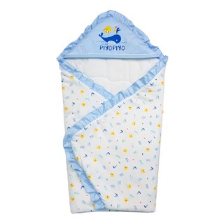 PiYOPiYO 黃色小鴨 小鴨海洋四季包巾 荷葉立體三角帽 保暖棉填充 100%純棉