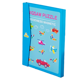 朵趣 木製磁性益智七巧板 Set，四款主題，鍛鍊邏輯推理，提升思考能力, 交通人物圖, 1人, 1組