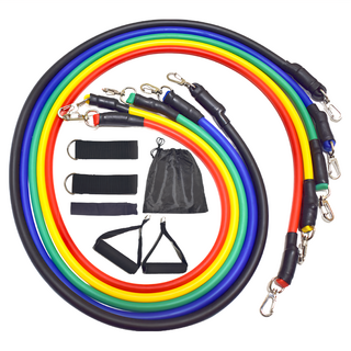 MICHAEL FITNESS 麥克健身 多功能拉力繩 13件套, 210磅調節, 1組, 紅, 黃, 綠, 藍, 黑, 自由調節, 210磅