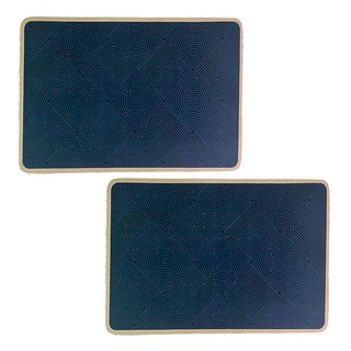 矽藻土 軟地墊 加厚款 方形 深藍線條 2個, 40 x 60cm, 2片