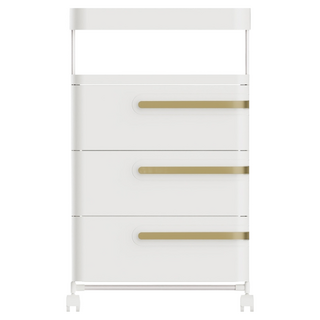 AOTTO 創意傢俱 免安裝輕奢床頭三層抽屜收納櫃 AC-216, 白色, 1個