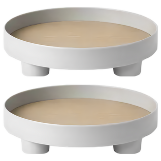 沐慕家居 多用途收納托盤, 直徑30 x 7.2公分, 灰色, 2個