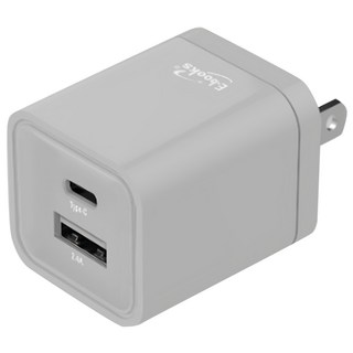 E-books 智能12W Type C + USB 雙孔快速充電器, 台灣製造, 灰色, 1個
