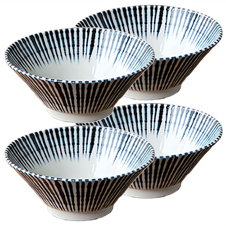 NICOTT Santori 小型麵碗 優質陶瓷材質 樸實自然圖騰, 混合顏色, 4個