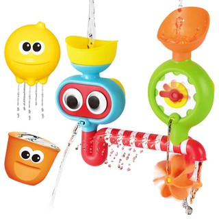 LET'S TOY 潛水造型洗澡玩具組, 咕嚕旋轉, 眼睛可轉動, 帶動水車旋轉, 瀑布水流效果, 有吸盤, 顏色隨機, 1組