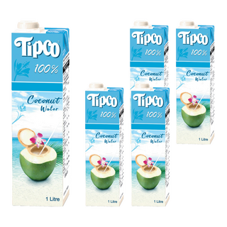 Tipco 100%椰子水 5瓶 天然無添加 清爽解渴 補充水分與電解質, 1L
