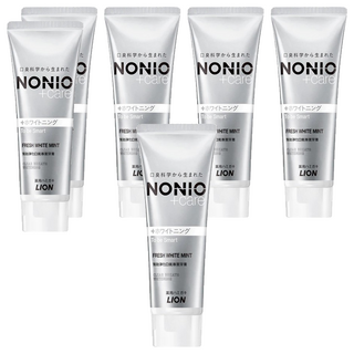 LION 獅王 NONIO 終結口氣牙膏 晶燦亮白 雙重淨化因子 LSS成分 長效清新口氣, 130g, 6條