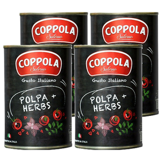 COPPOLA 柯波拉 天然無鹽蘿勒切丁蕃茄基底醬 義大利原產 無麩質 植物五辛素可食, 400g, 4罐