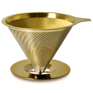 Driver 鈦 黃金流速濾杯 附底盤, ECO Coffee Filter Titanium Edition, 第二代自動導流, 1-2cup, GB-TIG20336, 1個