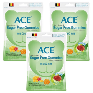 ACE 無糖Q軟糖 比利時進口 無人工色素香料 QQ好咀嚼 0脂肪, 48g, 3包