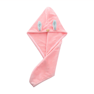 小麥購物 兔耳造型乾髮帽 L931, 1個, 粉色