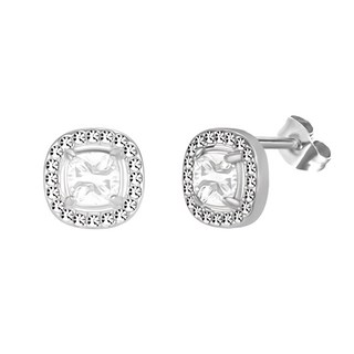 耀眼美人 不鏽鋼醫療鋼璀璨耳環, 銀色