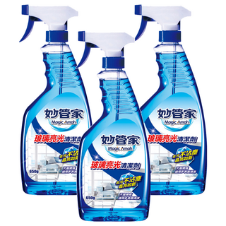 妙管家 玻璃亮光清潔劑, 去污不沾塵, 晶亮如新, 650g, 3瓶