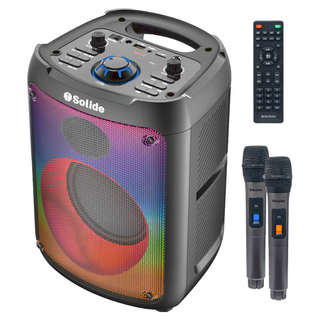 SOLIDE 卡拉OK擴音機 SOL-602 附無線麥克風 支援藍牙/USB/記憶卡多種播放模式, 1個, Black