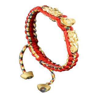 財神小舖 雙搶貔貅發財五色線, 大(15~23cm), 紅色, 1條