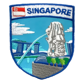 A-ONE 匯旺 新加坡 魚尾獅 金沙酒店 地標造型刺繡，7.5 X 6 CM 台灣製, NO.334, 1個