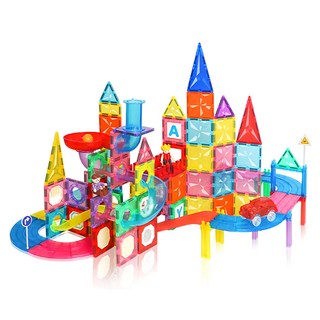 彩窗透光磁力積木三合一 大顆磁力 圓潤磁片 環保無毒材料, 多色, 1盒