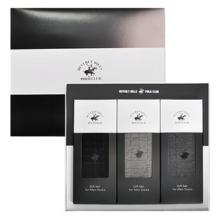 BEVERLY HILLS POLO CLUB 比佛利保羅 男款格紋中筒襪3件組禮盒,25~27cm,混和顏色