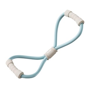 品健 拼色8字皮拉提斯帶 健身訓練多功能拉力繩/瑜伽拉力帶/彈力繩/拉力器, 藍色 + 白色, 1個